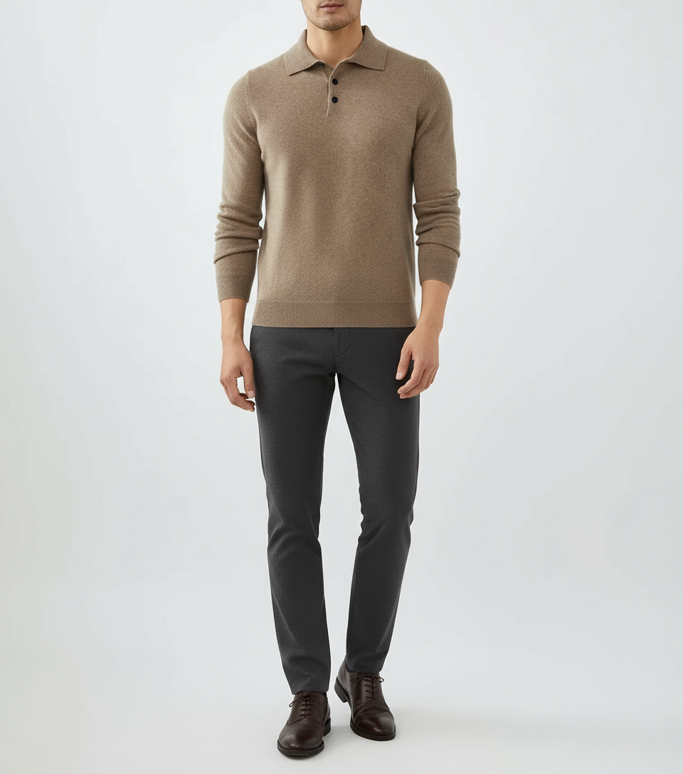 Roma Langarm-Poloshirt